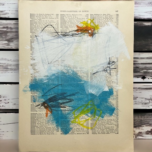 None Other - Original Mixed Media Abstract Art Painting 10x13.5” Wanderlust Series #28
